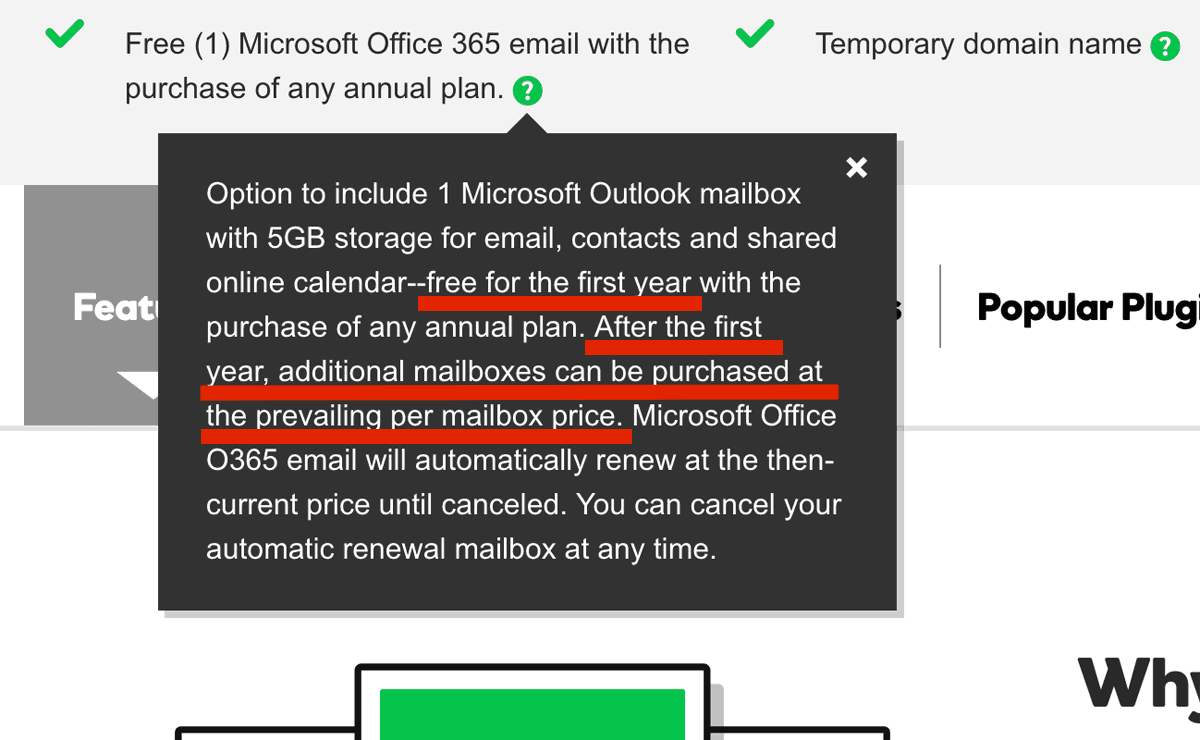 godaddy hosting includes office 365 for 1 year