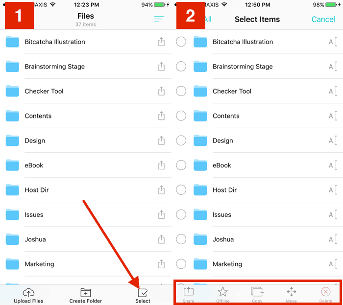 pcloud app edit file folder