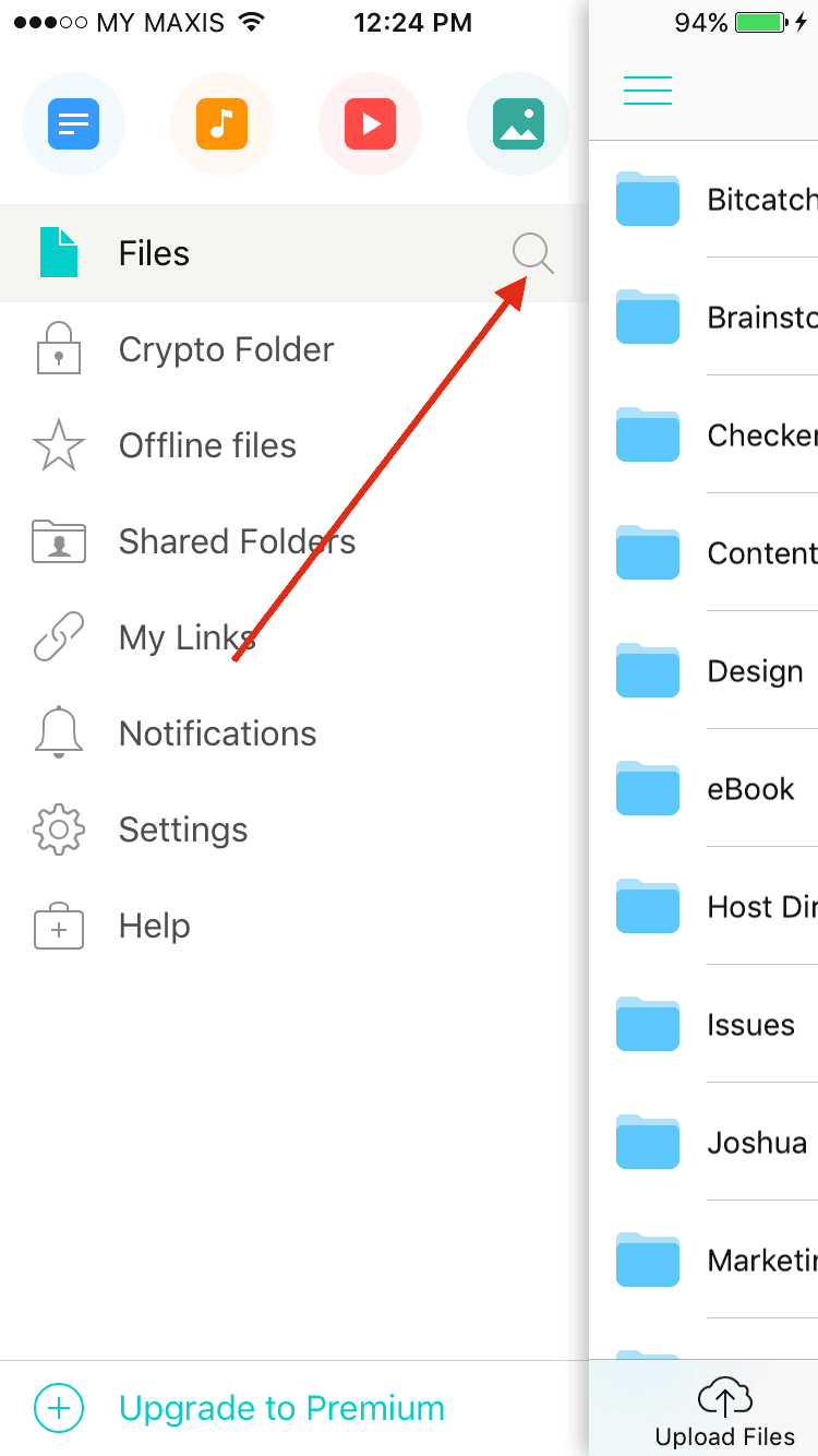 pcloud app search