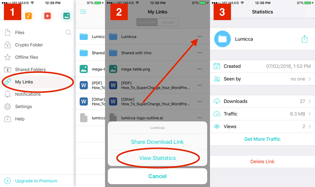 pcloud app view stats