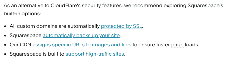squarespace recommends customers to use squarespace cdn