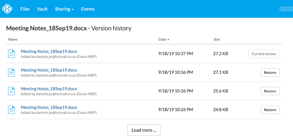 sync easy file restore