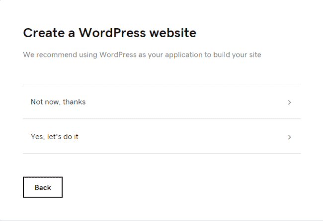 godaddy create new wordpress