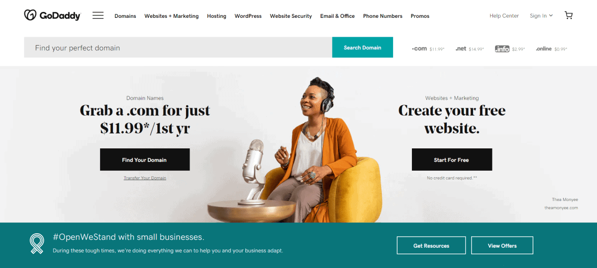 godaddy hosting homepage