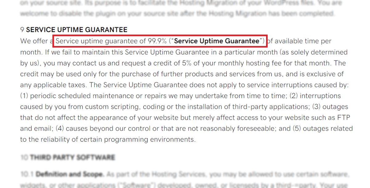 godaddy service uptime guarantee