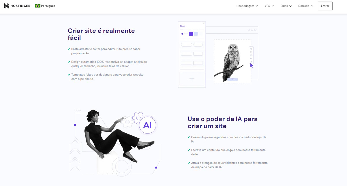 Hostinger website builder homepage