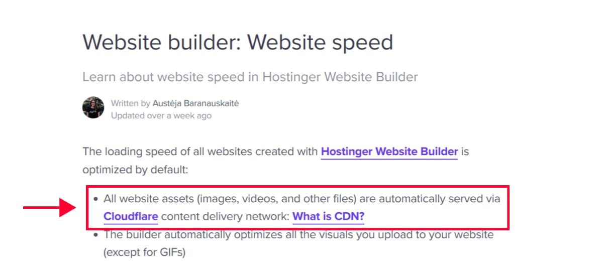 hostinger website builder cdn