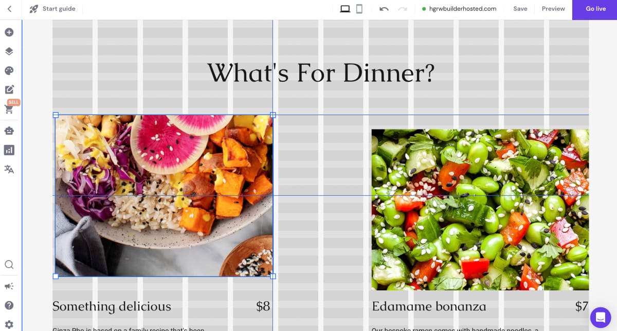 hostinger website builder grid layout