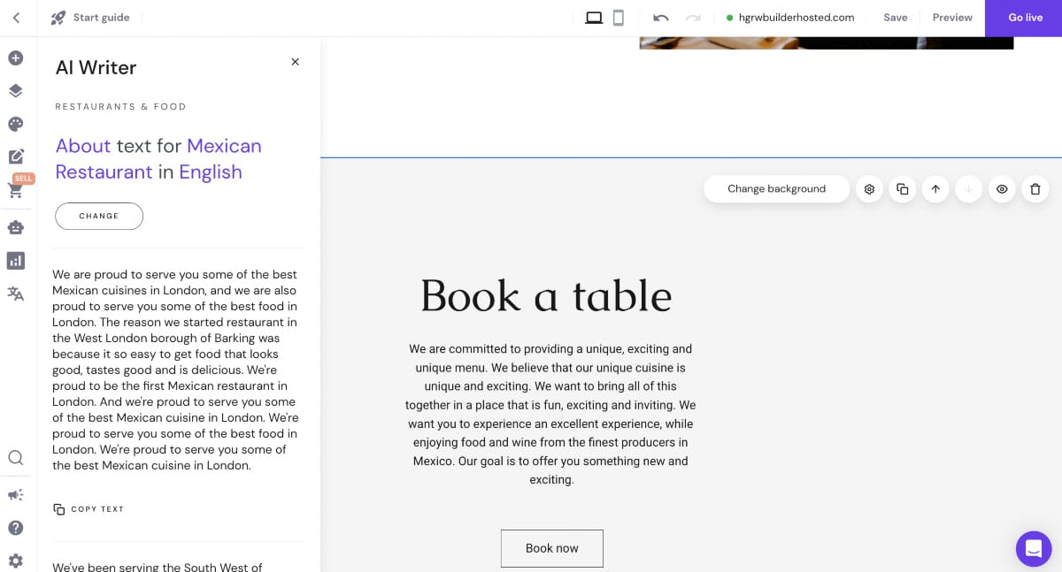 hostinger website builder ai writer
