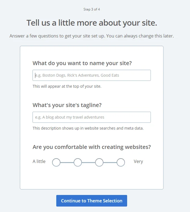 bluehost website name tagline
