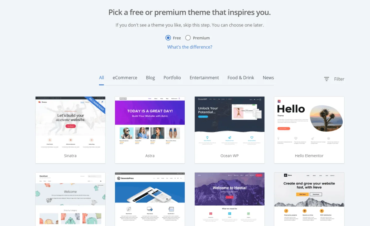 bluehost website theme