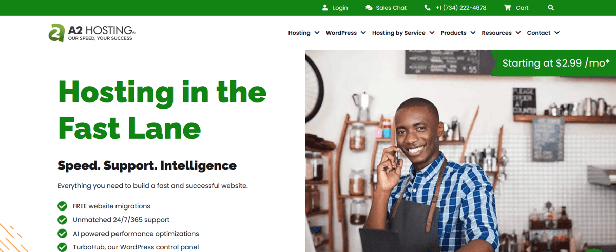 a2 hosting web hosting homepage