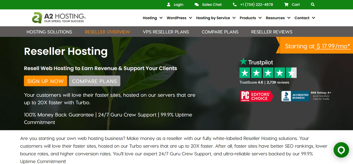 a2hosting web hosting reseller plan