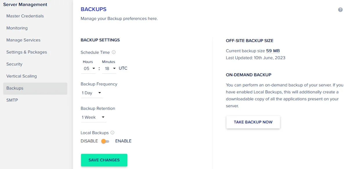 cloudways server backup