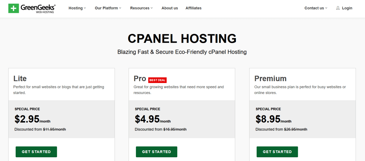 greengeeks cpanel based hosting services