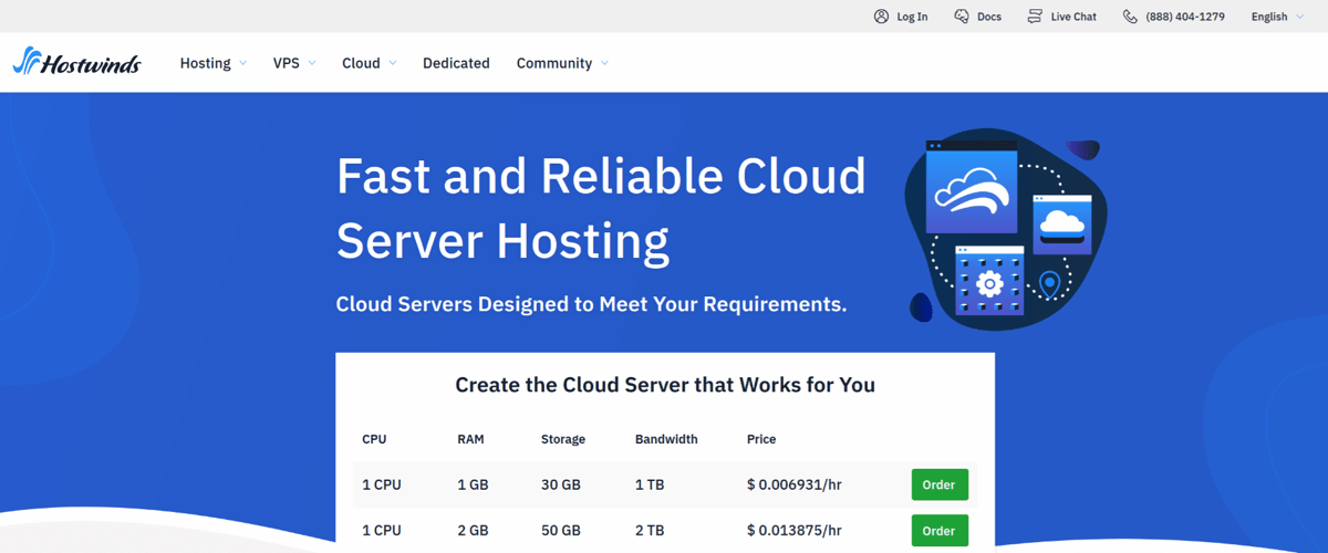 hostwinds cloud web hosting services