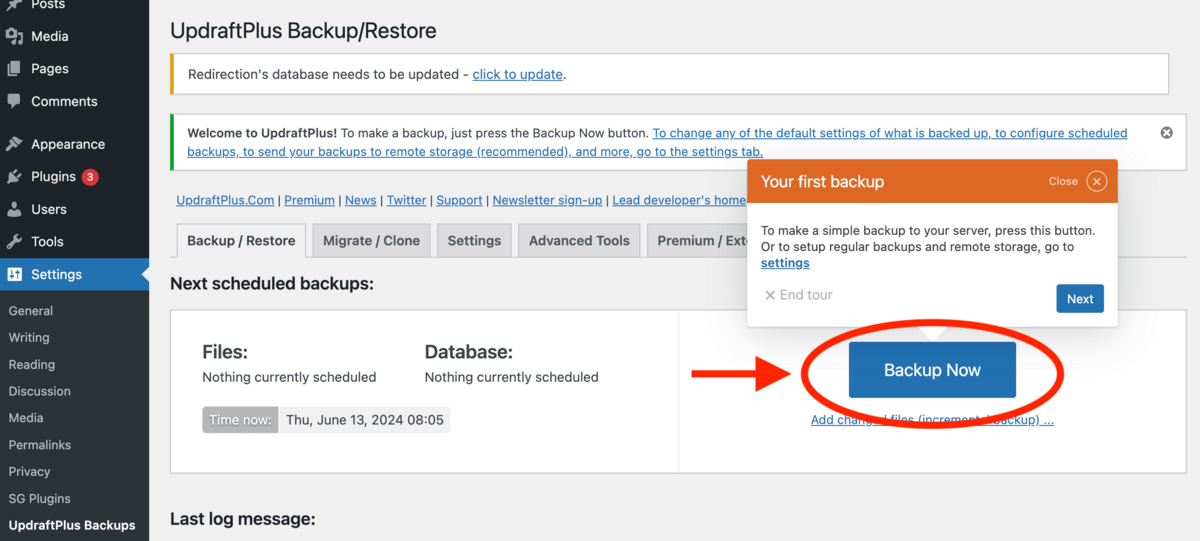 how to backup a wordpress website using plugins