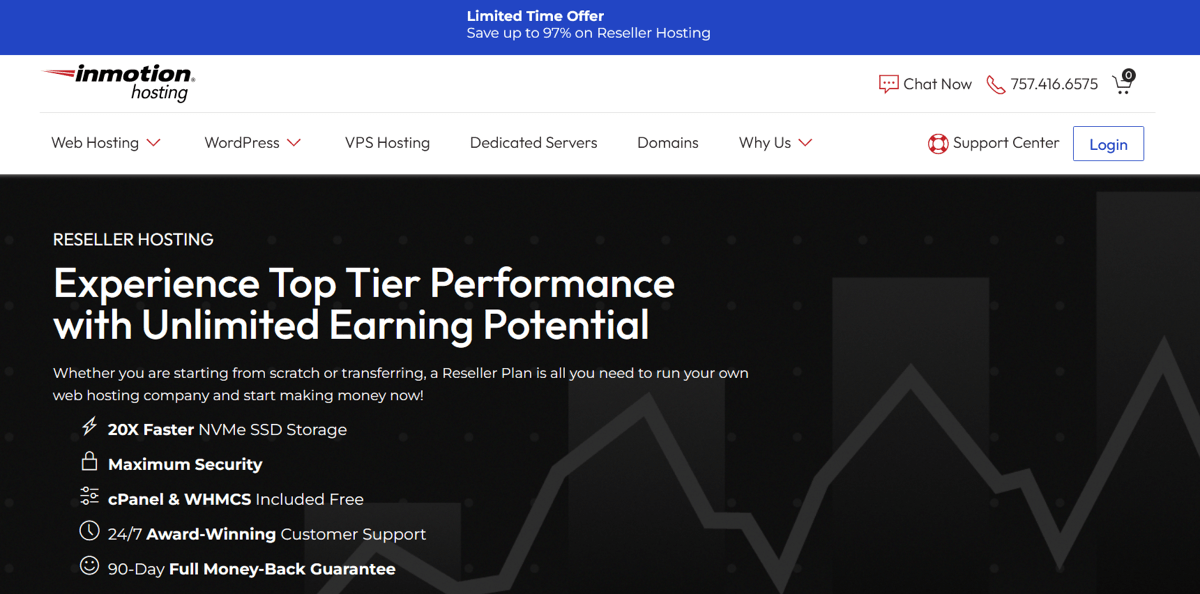 inmotion hosting web hosting reseller plan
