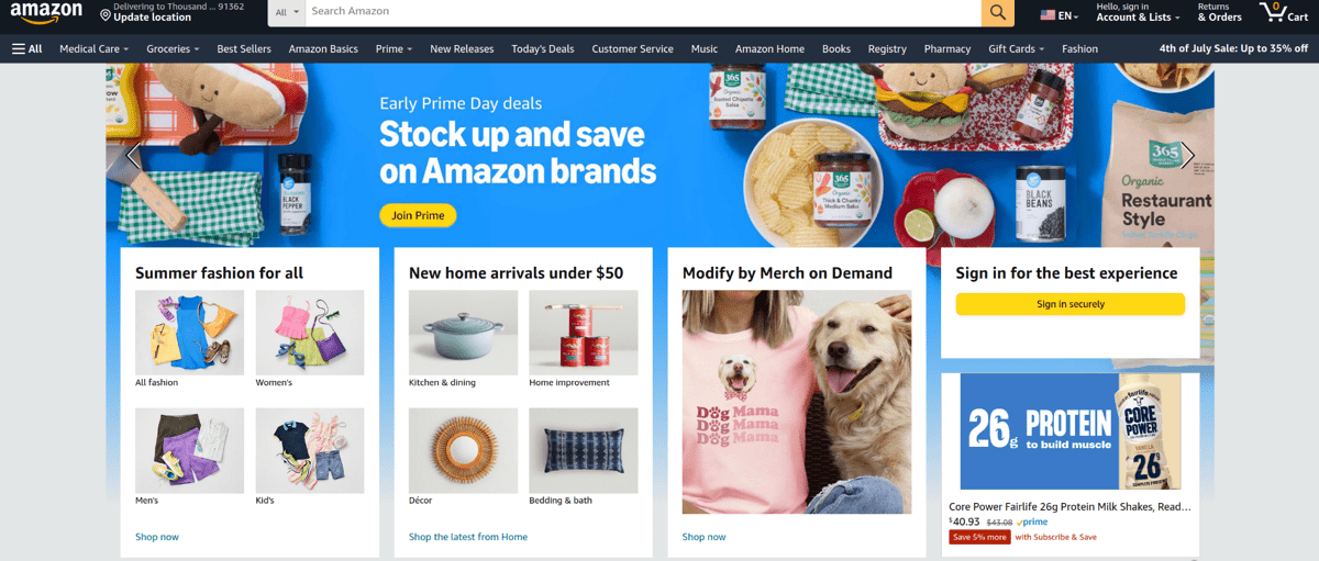 amazon homepage