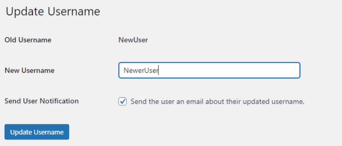 enter new username and update