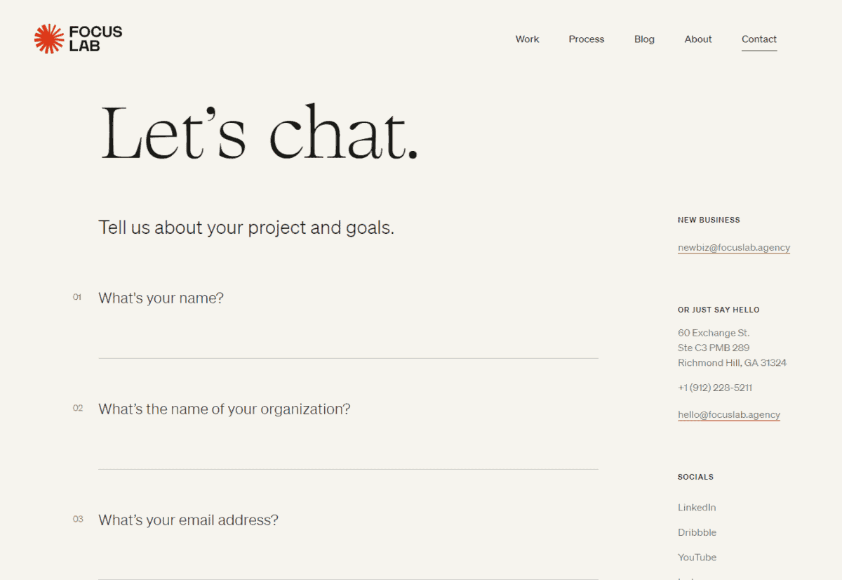 focuslab contact page