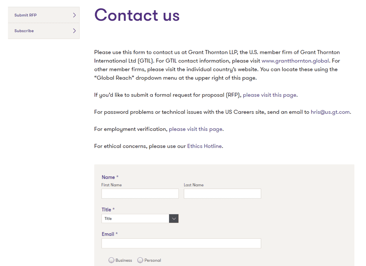 Grant Thornton's Contact Page