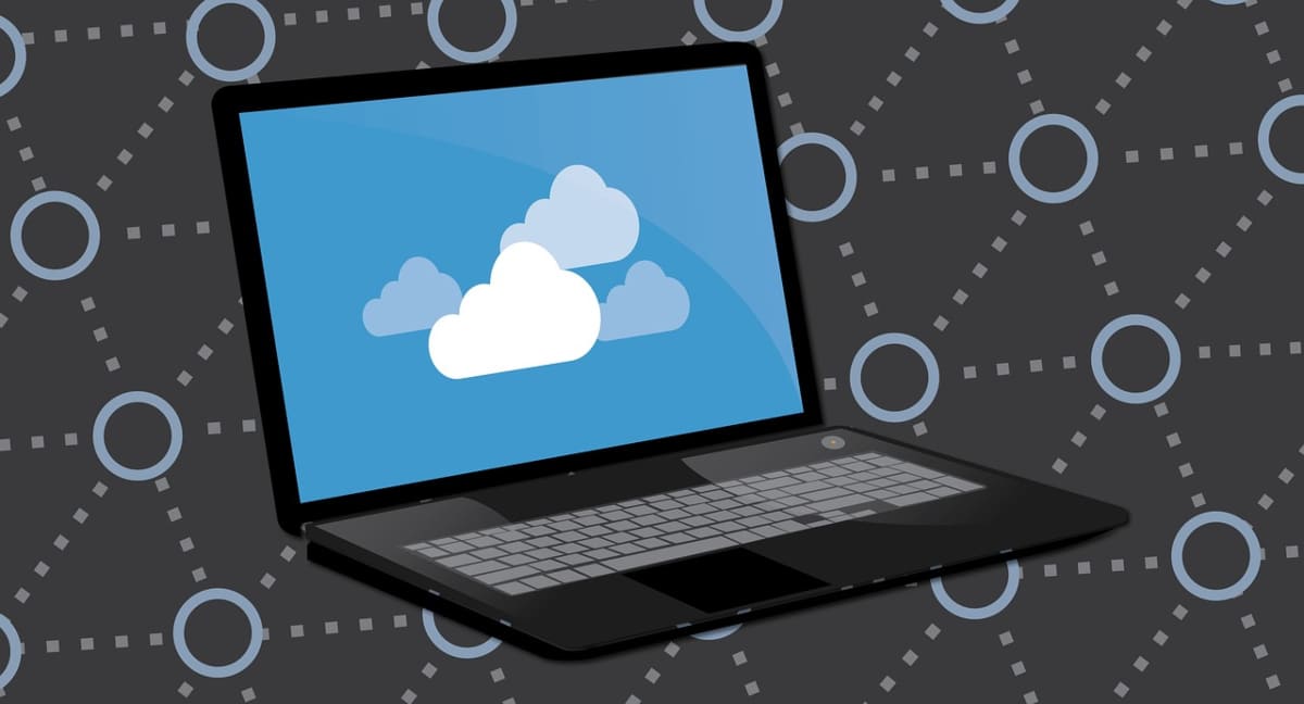 laptop with cloud as background wallpaper