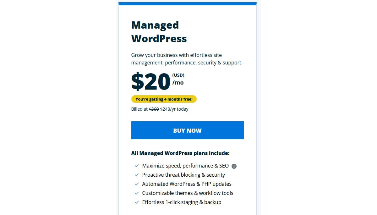 wpengine managed wordpress plan