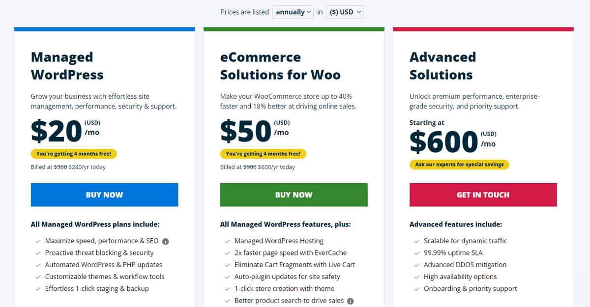WP Engine plans and pricing