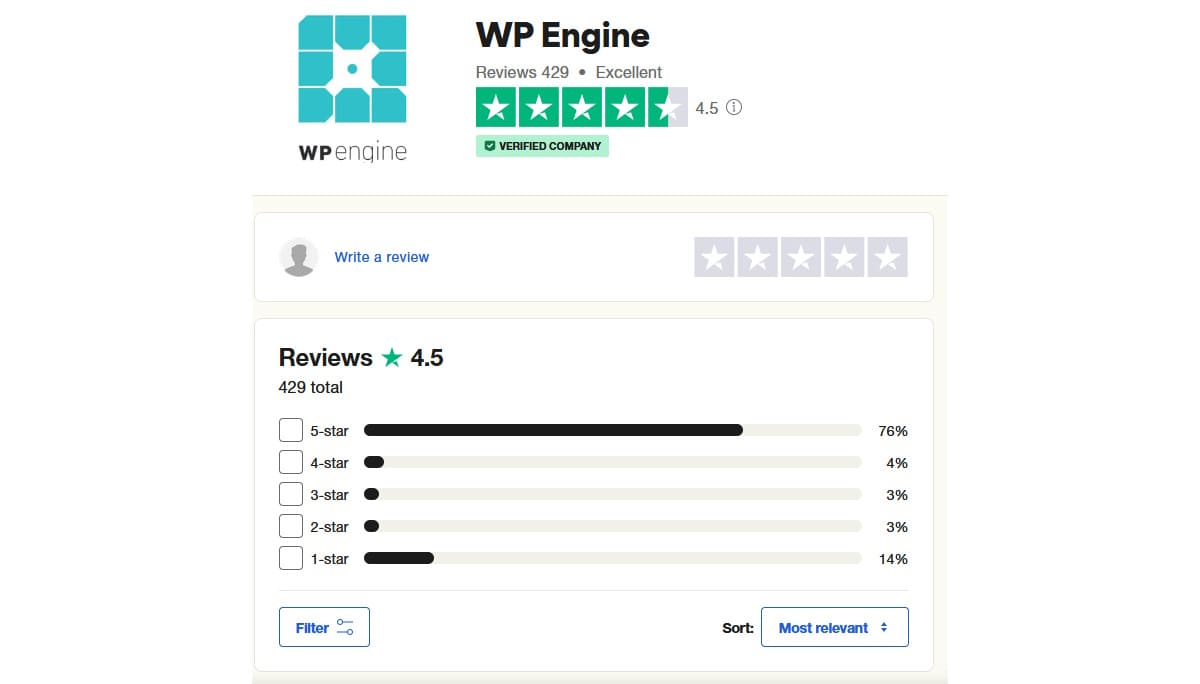 wpengine trustpilot