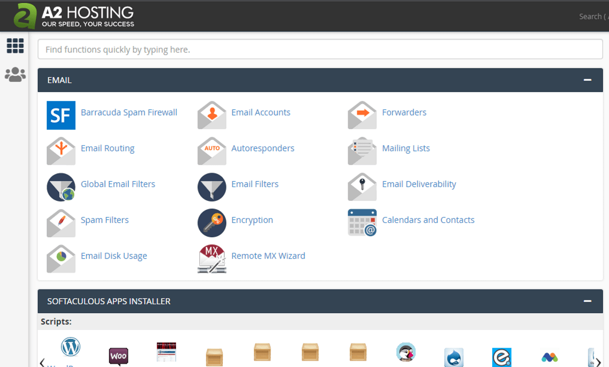 a2 hosting dashboard