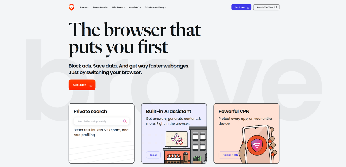 brave browser homepage