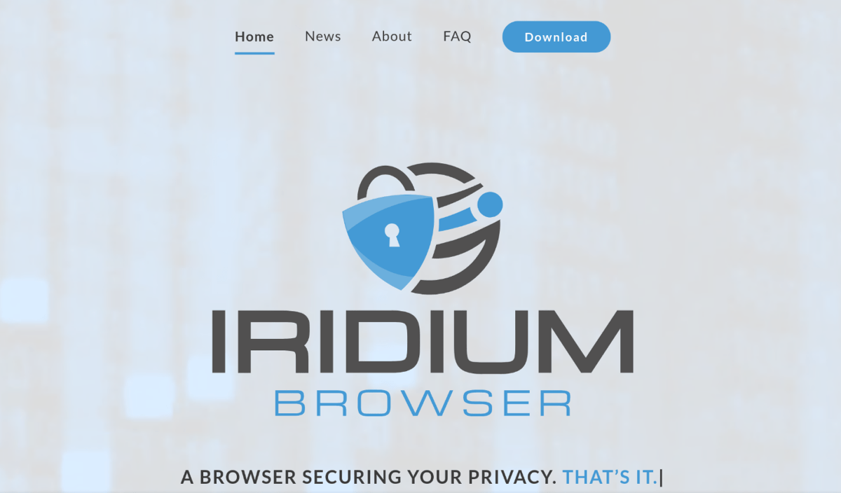 iridium browser homepage