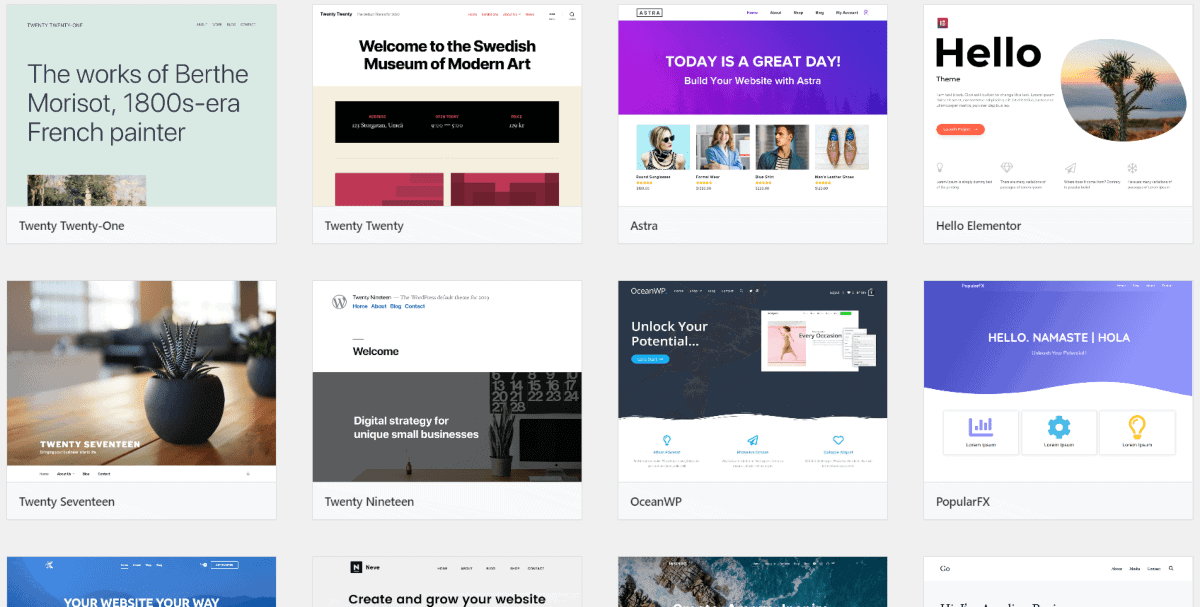 wordpress theme page