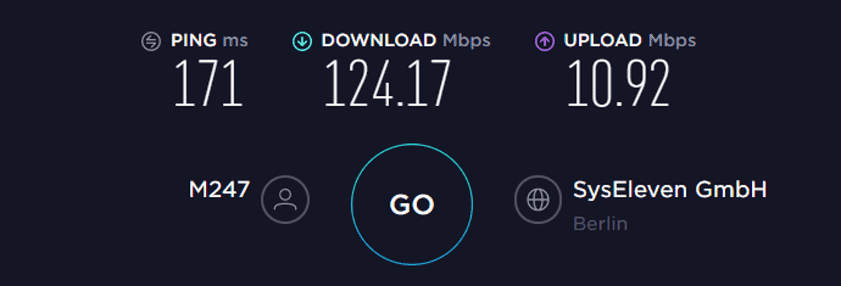 cyberghost speed test EU vpn on