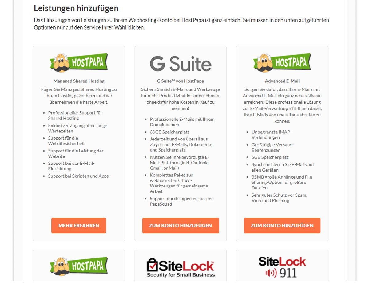 hostpapa add services de