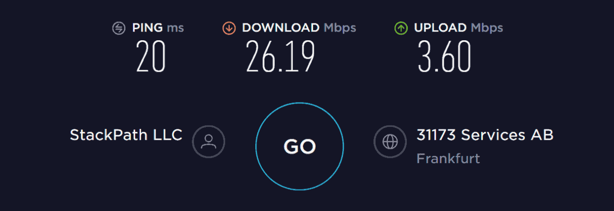 ipvanish speed test de