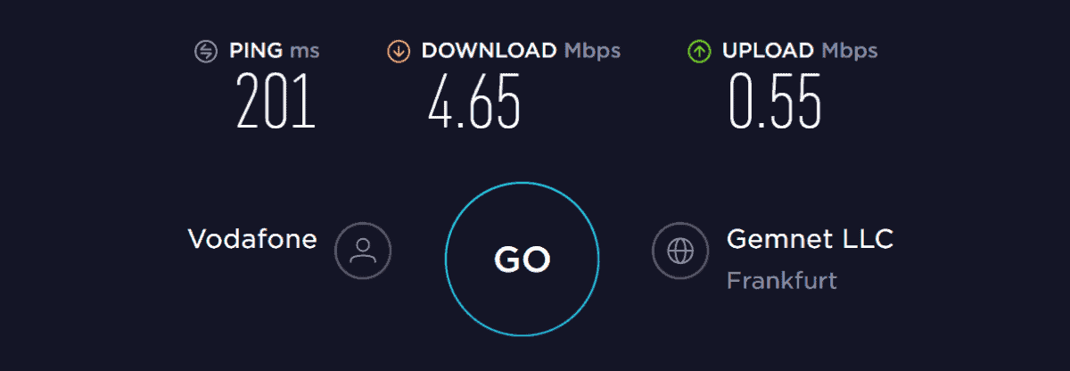 torguard speed test de