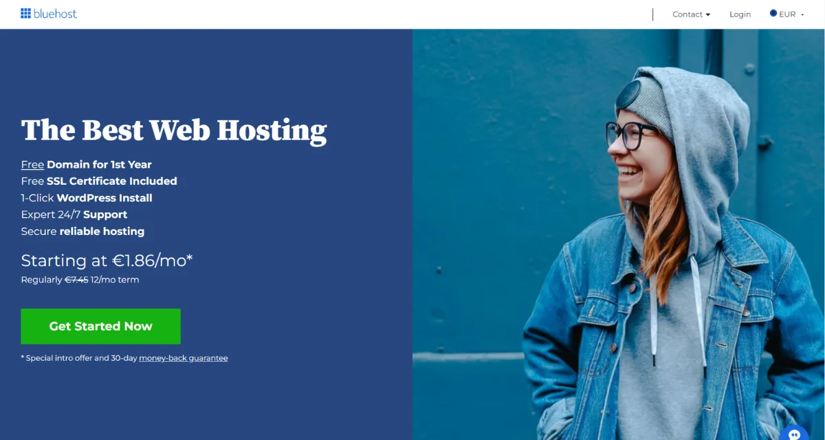 bluehost homepage europe