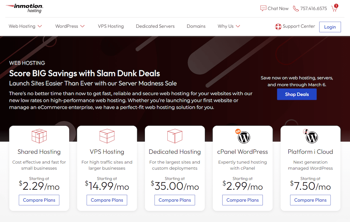 Inmotion Hosting Homepage