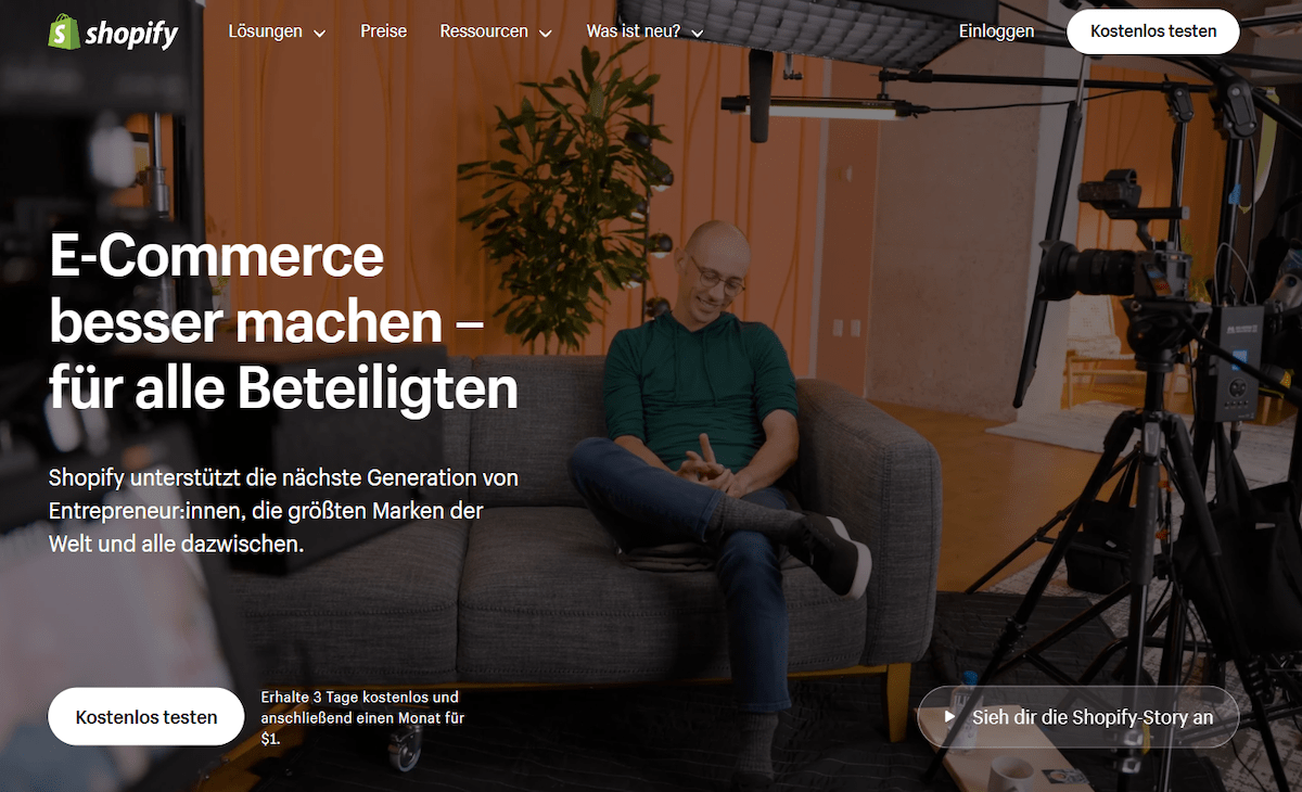 shopify website builder de