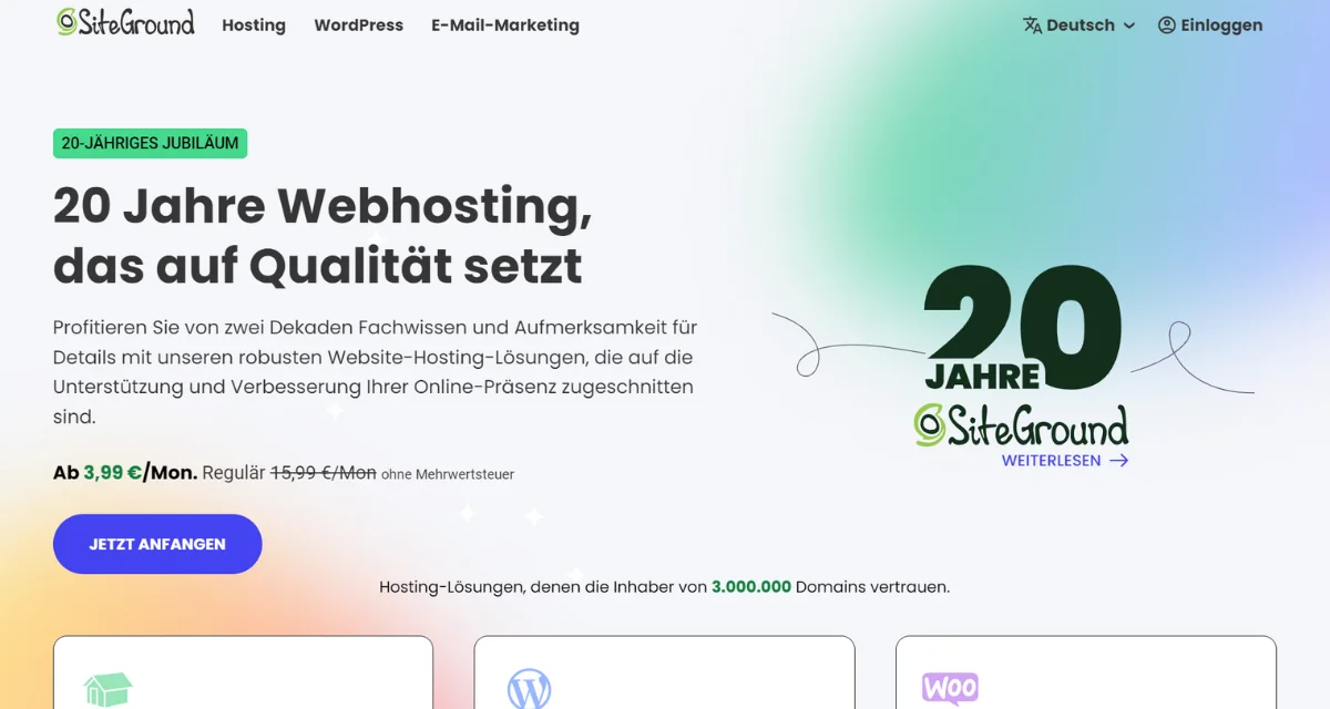 siteground homepage DE