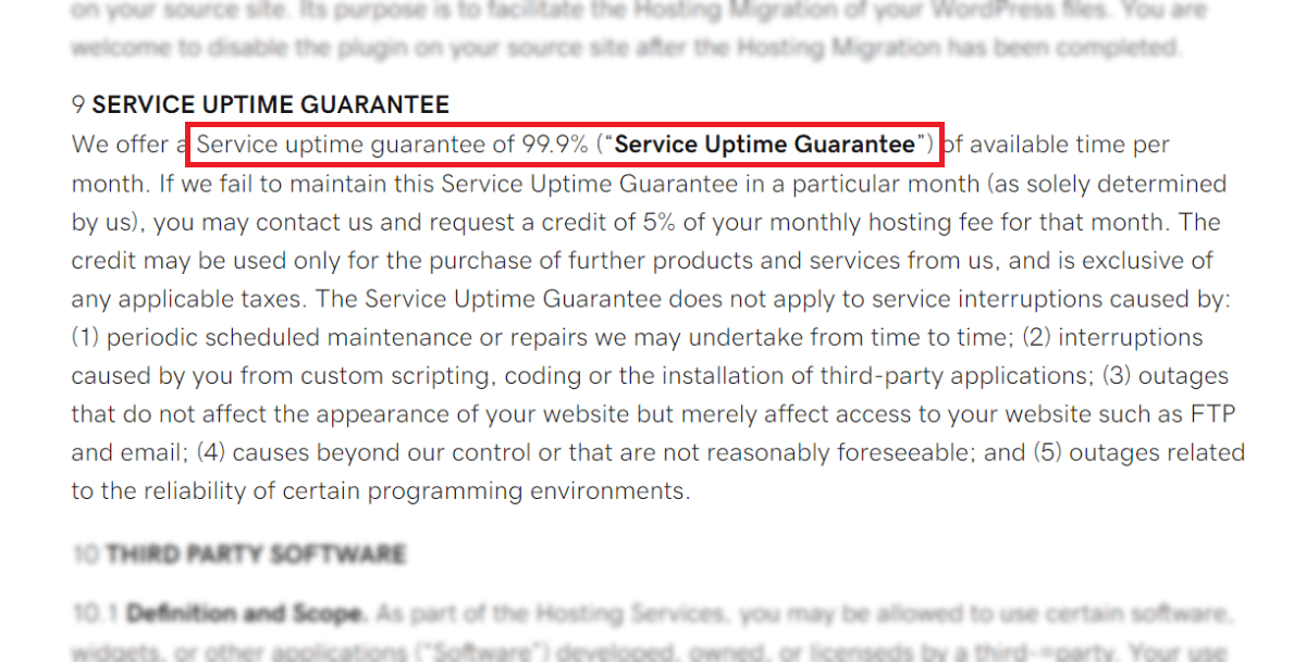 godaddy guarantees uptime 99.9%