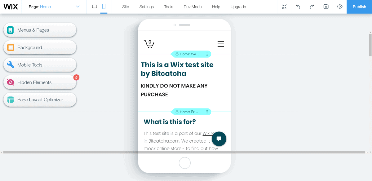 wix has mobile editor