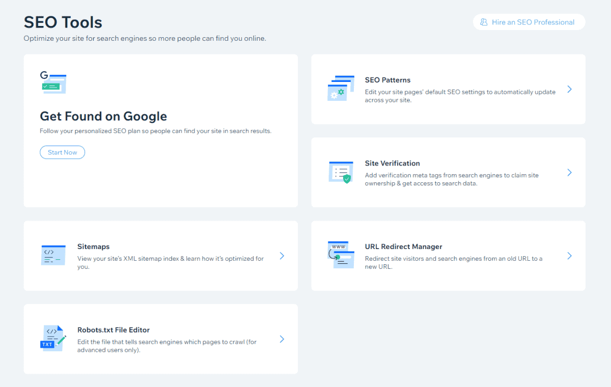 wix included seo tools to help rank your website