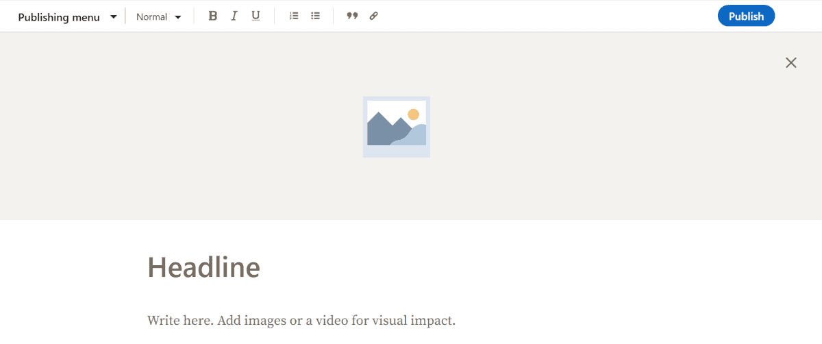 linkedin blog editor interface