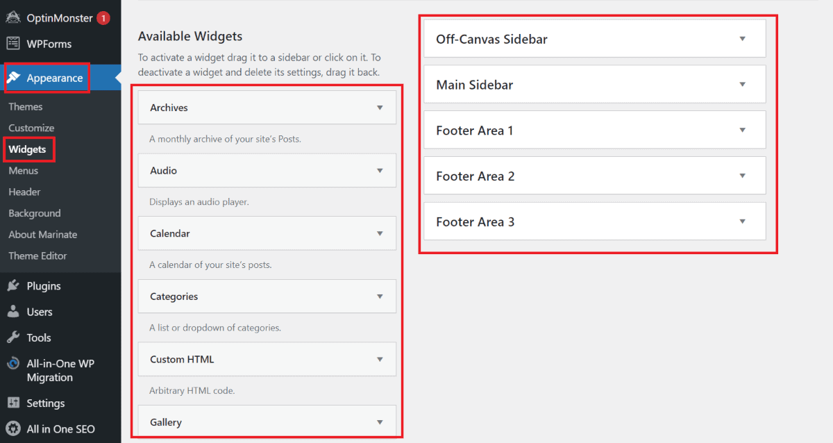 user can add or edit widgets into sidebar