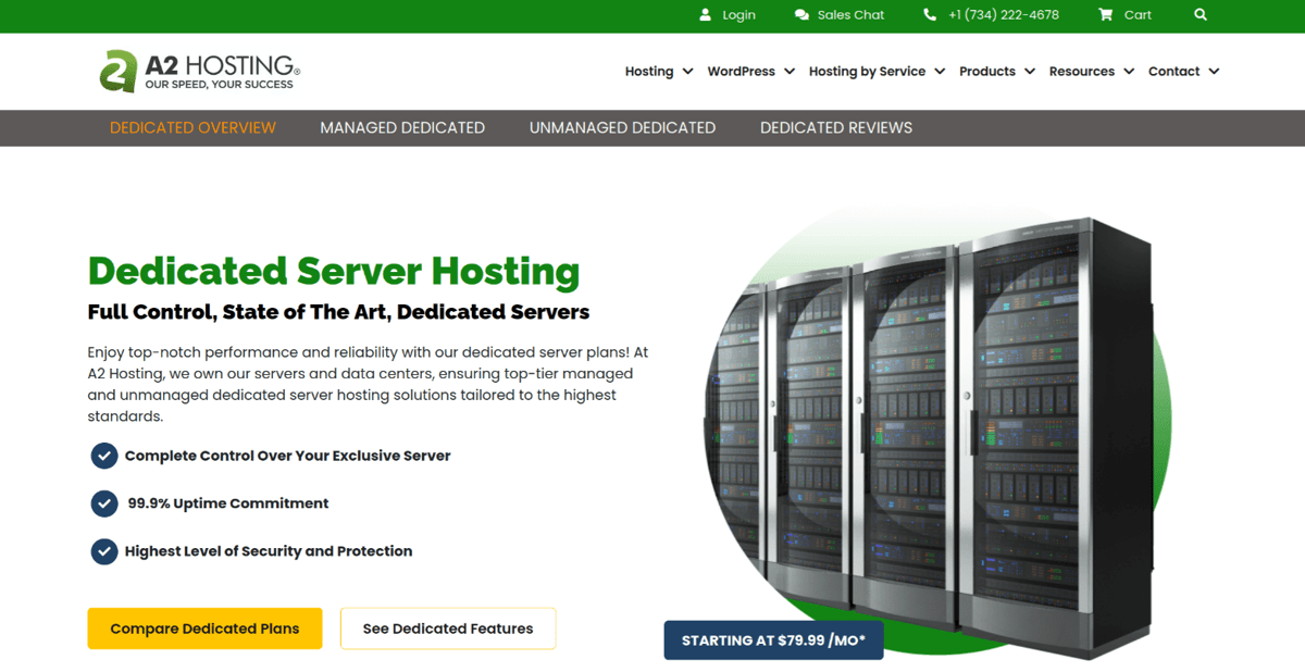 a2 hosting dedicated web hosting services