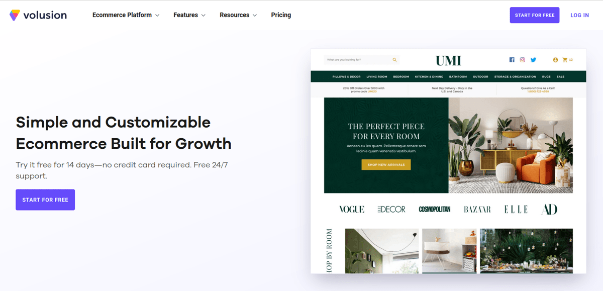volusion ecommerce platform