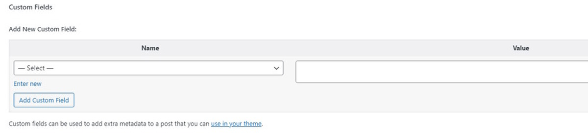 wordpress custom fields section